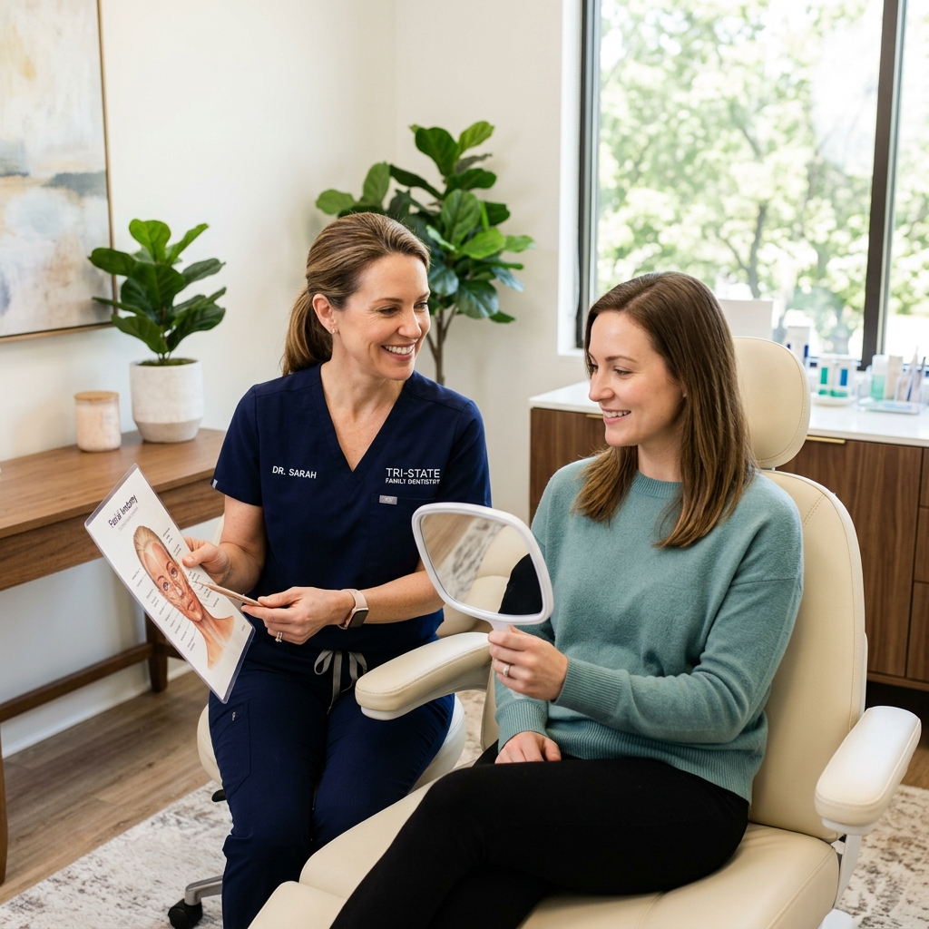 Beyond the Smile facial aesthetics, PDO threads, lip fillers, and injectables, at TriState Family Dental's North Evansville office.